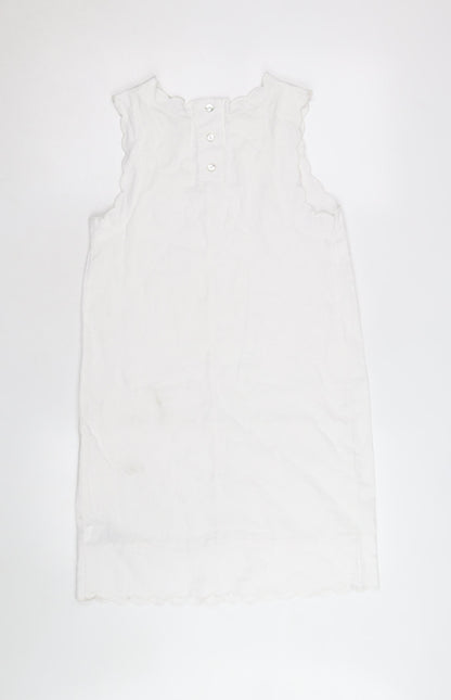 Marks and Spencer Women's White Linen Shift Dress Size 6