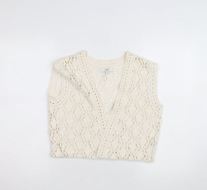 Marks and Spencer Womens Ivory XS Crochet Cotton Cropped Tank Top