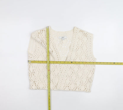 Marks and Spencer Womens Ivory XS Crochet Cotton Cropped Tank Top