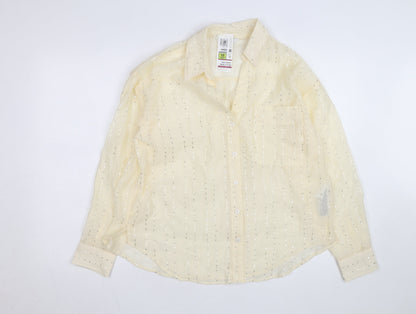 Marks and Spencer Women’s Beige Sequin Button-Up Shirt Size 12
