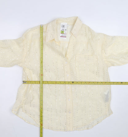 Marks and Spencer Women’s Beige Sequin Button-Up Shirt Size 12