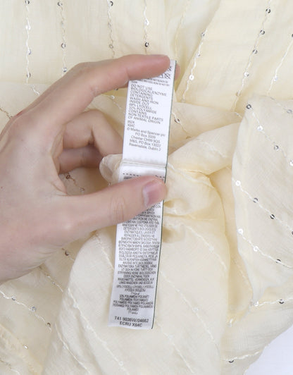 Marks and Spencer Women’s Beige Sequin Button-Up Shirt Size 12