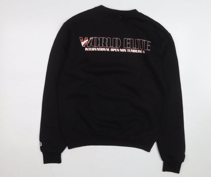 Champion Men's Black Pullover Sweatshirt L Crew Neck Graphic Print
