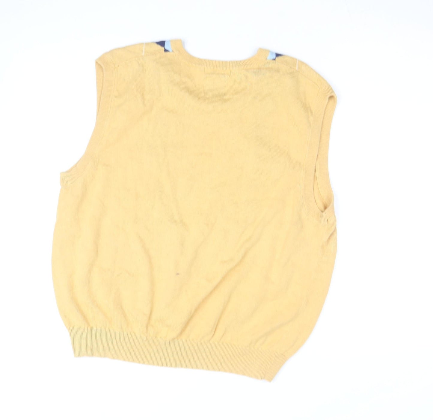Pebble Beach Men's Yellow Argyle V-Neck Cotton Golf Vest M