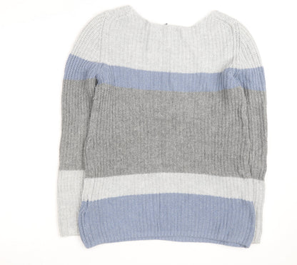 Gap Men’s Grey Striped Chunky Knit Cotton Pullover Jumper Size S