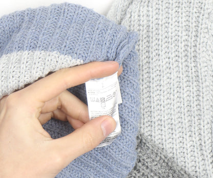 Gap Men’s Grey Striped Chunky Knit Cotton Pullover Jumper Size S