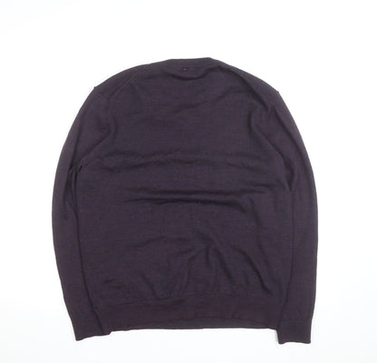 Ibex Men’s Purple Merino Wool V-Neck Jumper Size L