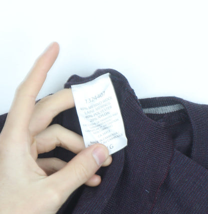 Ibex Men’s Purple Merino Wool V-Neck Jumper Size L