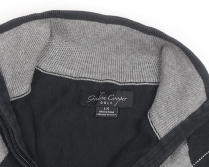 Gordon Cooper Golf Men's Black Argyle 1/4 Zip Jumper Size L