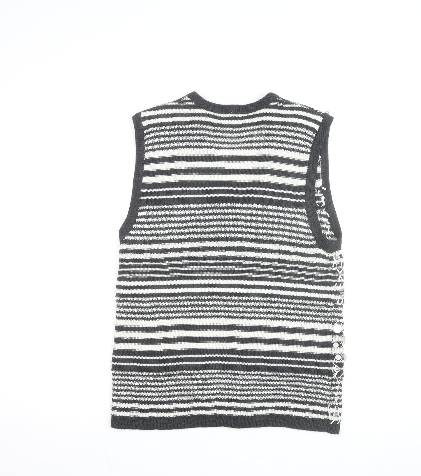 Casual Corner Womens Black White Knit Striped Sleeveless Vest S