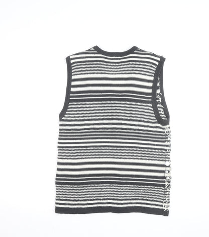 Casual Corner Womens Black White Knit Striped Sleeveless Vest S