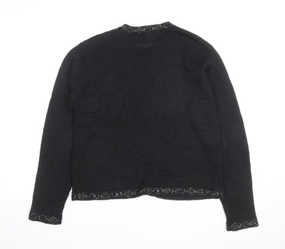 Croft & Barrow Women's Black Beaded Knit Cardigan M Classic Ramie Cotton