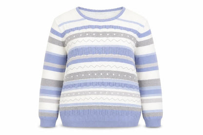 Alfred Dunner Women’s Multicoloured Petite M Striped Pullover Jumper