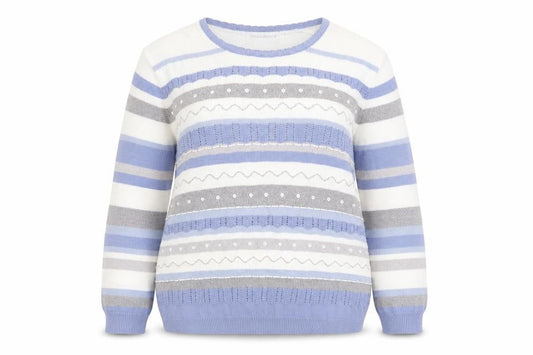 Alfred Dunner Women’s Multicoloured Petite M Striped Pullover Jumper
