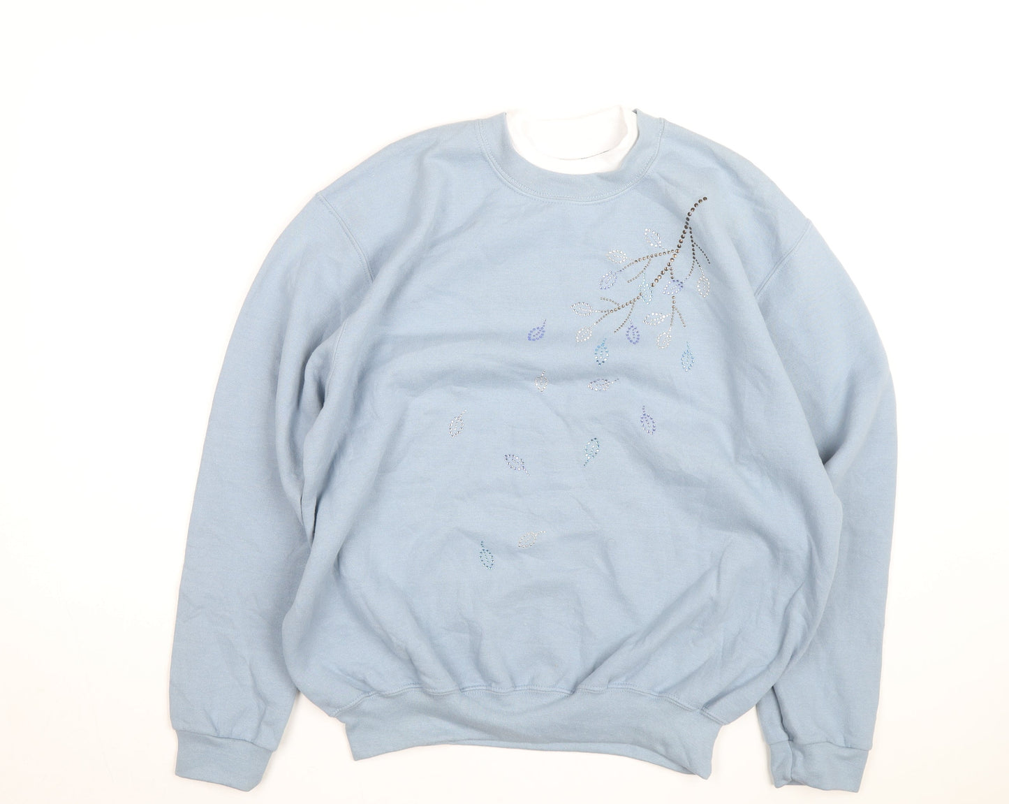 Day Breeze Women’s Blue Rhinestone Crew Neck Pullover Sweatshirt L