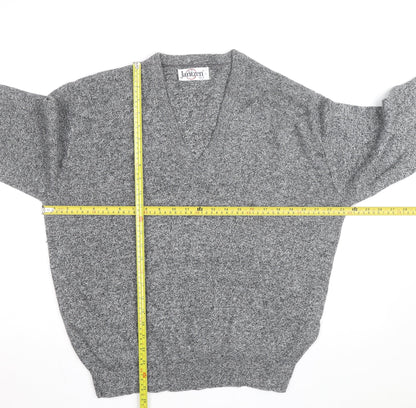 Jantzen Men's Grey V-Neck Acrylic Knit Jumper Size L