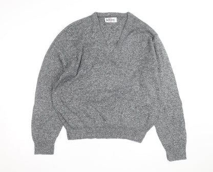 Jantzen Men's Grey V-Neck Acrylic Knit Jumper Size L