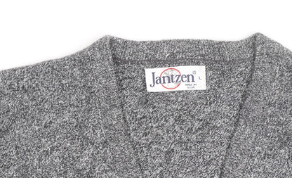 Jantzen Men's Grey V-Neck Acrylic Knit Jumper Size L