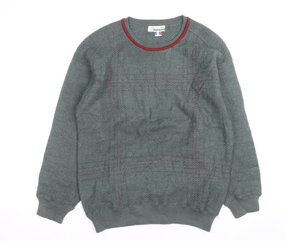 Emostar Men's Green Check Knit Pullover Jumper Size L
