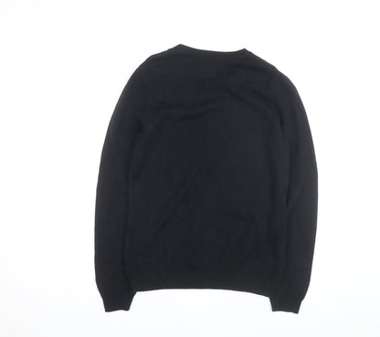 IZOD Womens Black Argyle Cotton Crew Neck Jumper Size S