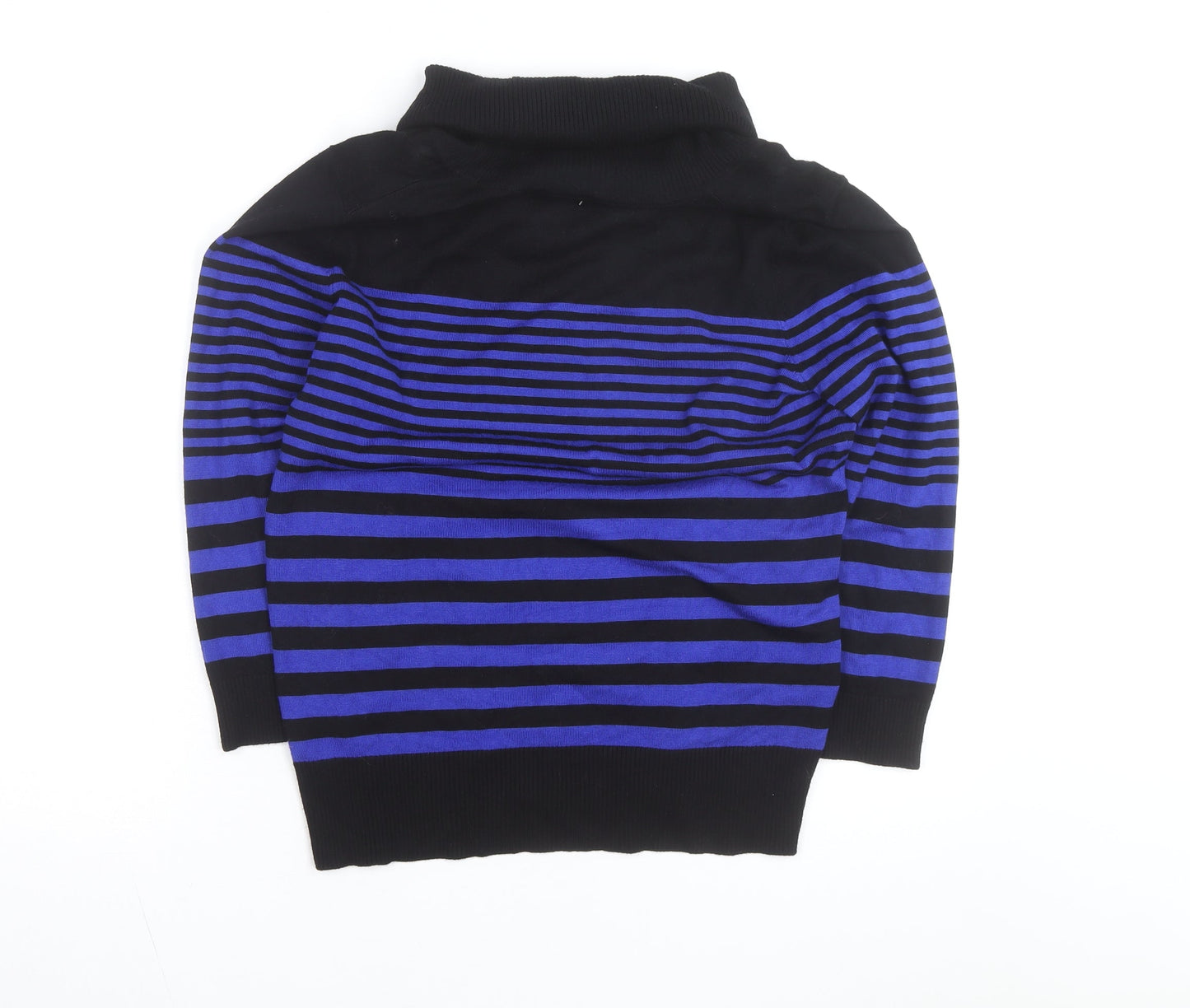 Spense Womens Blue Black Striped Roll Neck Jumper Size M