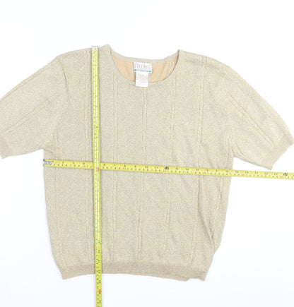 Braemar Petites Women’s Gold Short Sleeve Knit Top L