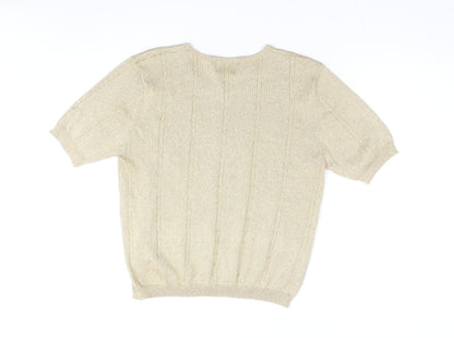 Braemar Petites Women’s Gold Short Sleeve Knit Top L