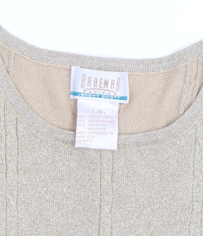 Braemar Petites Women’s Gold Short Sleeve Knit Top L