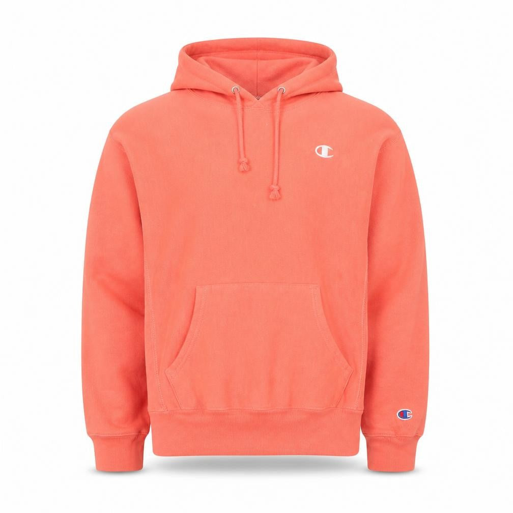 Champion Men's Orange Pullover Hoodie Medium Reverse Weave Fleece