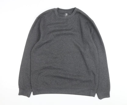 Athletic Works Mens Grey Crew Neck Pullover Sweatshirt M Regular Fleece
