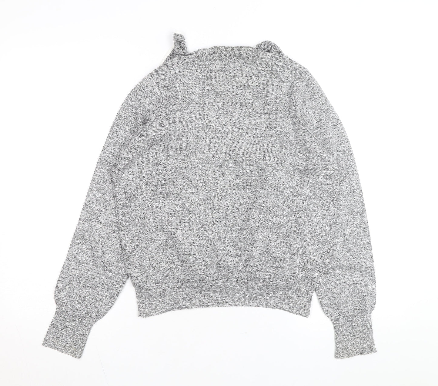 Topshop Women’s Grey Ruffle Knit Crew Neck Jumper Size 12