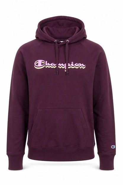 Champion Men's Burgundy Pullover Hoodie Large Cotton Blend