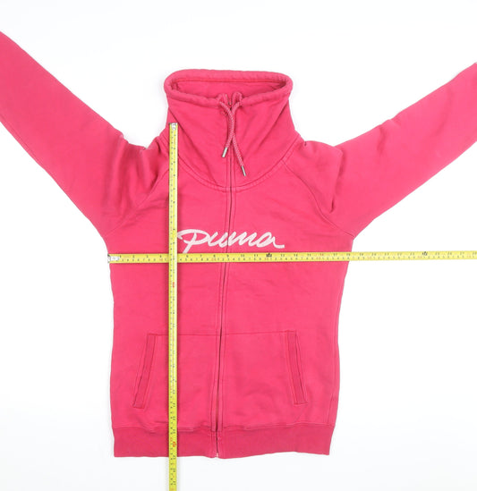 Puma Womens Pink Full Zip Hoodie Size 10 Cotton Fleece Warm Casual