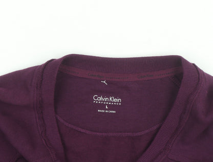 Calvin Klein Men's Purple Crew Neck Performance Sweatshirt L