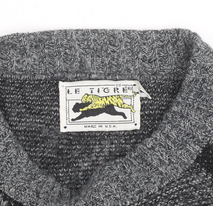 Le Tigre Men’s Grey Geometric 2XL Big Man Pullover Jumper