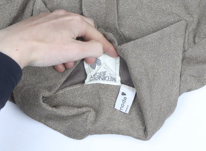 Moda Women Beige Glitter Collared Jersey Blouse Size L