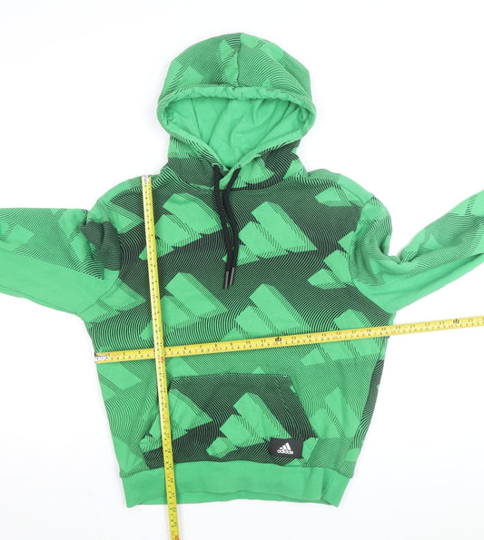 Adidas Men's Green Pullover Hoodie Size S Graphic Logo Sportswear