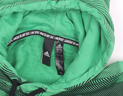Adidas Men's Green Pullover Hoodie Size S Graphic Logo Sportswear