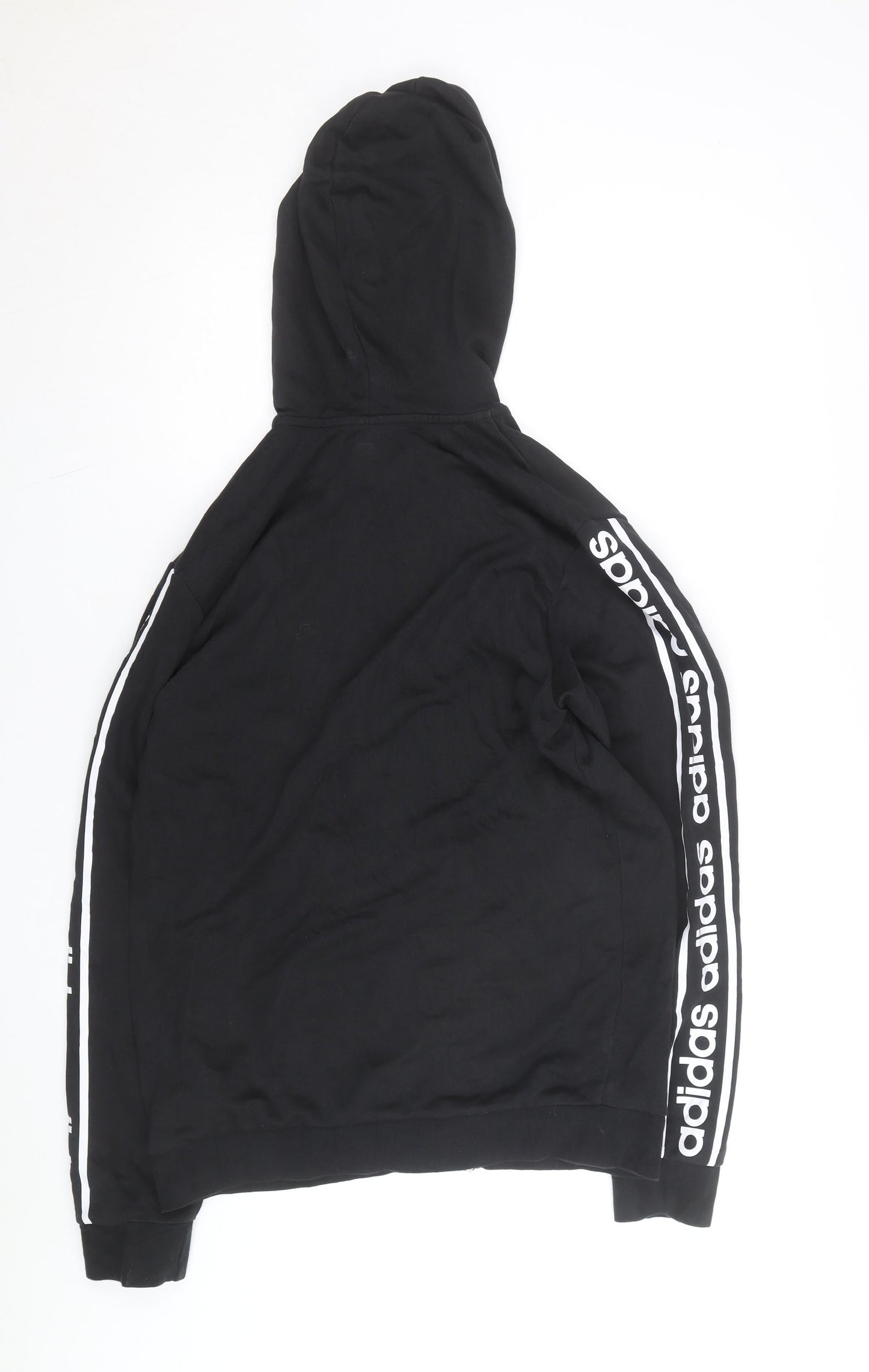 Adidas Mens Black Full Zip Hoodie Size M Logo Sleeve Sportswear