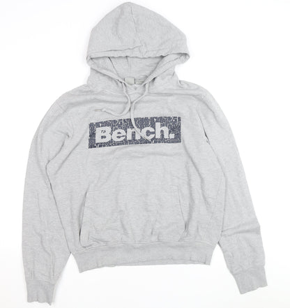 Bench Men's Grey Pullover Hoodie XL Regular Fit Logo Fleece Sweatshirt