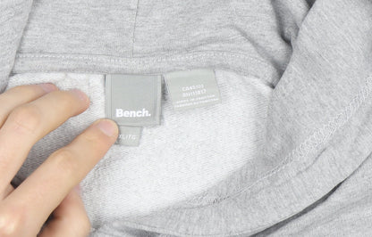 Bench Men's Grey Pullover Hoodie XL Regular Fit Logo Fleece Sweatshirt