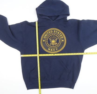 M.J. Soffe Men’s Blue USA Navy Pullover Hoodie Size L Fleece Sweatshirt