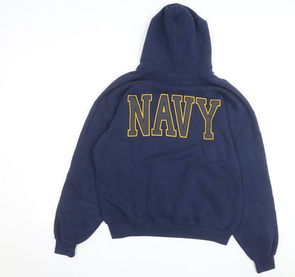 M.J. Soffe Men’s Blue USA Navy Pullover Hoodie Size L Fleece Sweatshirt