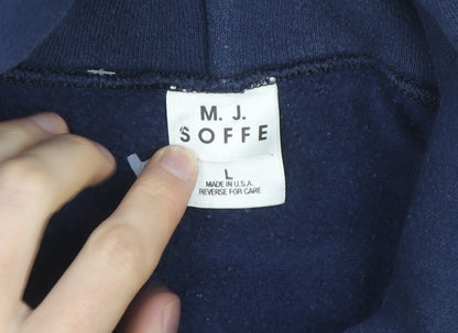 M.J. Soffe Men’s Blue USA Navy Pullover Hoodie Size L Fleece Sweatshirt