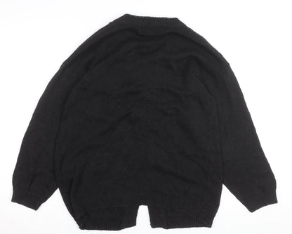 Victoria Harbour Women's Black Embroidered Cardigan M Cotton Ramie