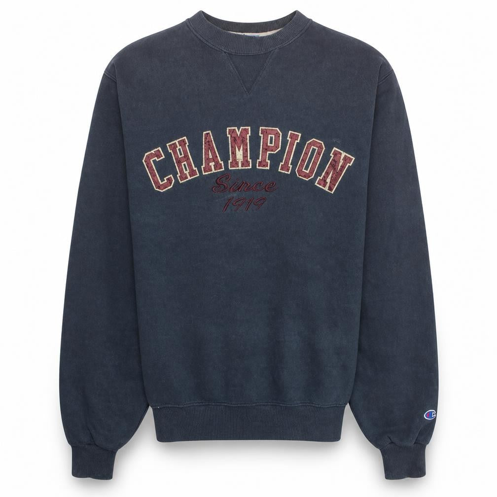 Champion Men’s Blue Pullover Sweatshirt L Embroidered Logo Crew Neck