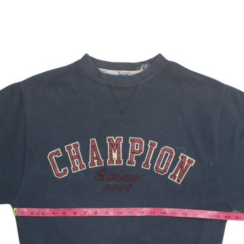Champion Men’s Blue Pullover Sweatshirt L Embroidered Logo Crew Neck