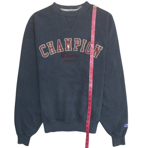 Champion Men’s Blue Pullover Sweatshirt L Embroidered Logo Crew Neck