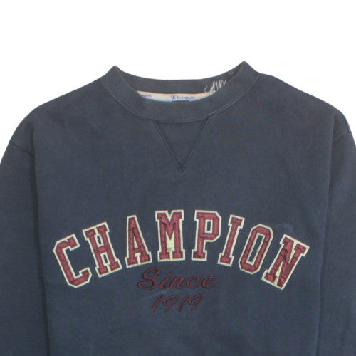 Champion Men’s Blue Pullover Sweatshirt L Embroidered Logo Crew Neck