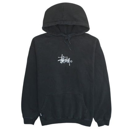 Stussy Men's Black Pullover Logo Hoodie Size M Fleece